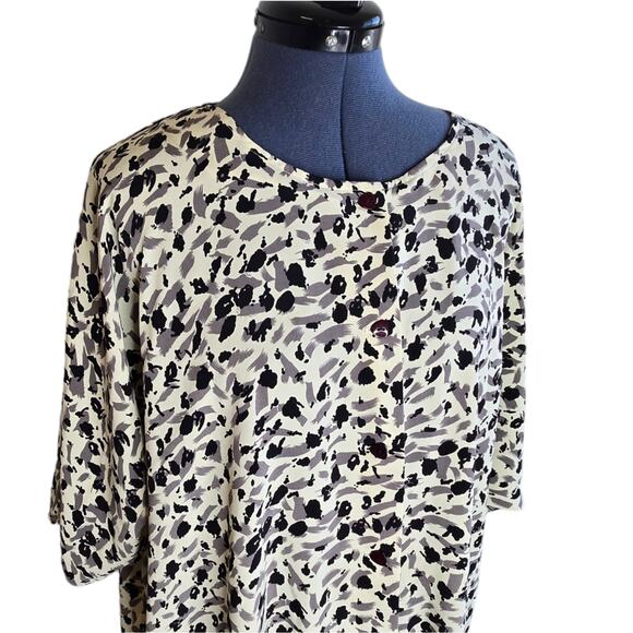 Roberta Di Castelli vintage plus size tie waist short sleeve loose fit blouse 1X - Picture 5 of 10